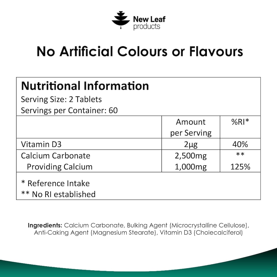 image 1 of Calcium Tablets With Vitamin D - Bones & Joints, and Immune Support - Vegan 120 Tablets