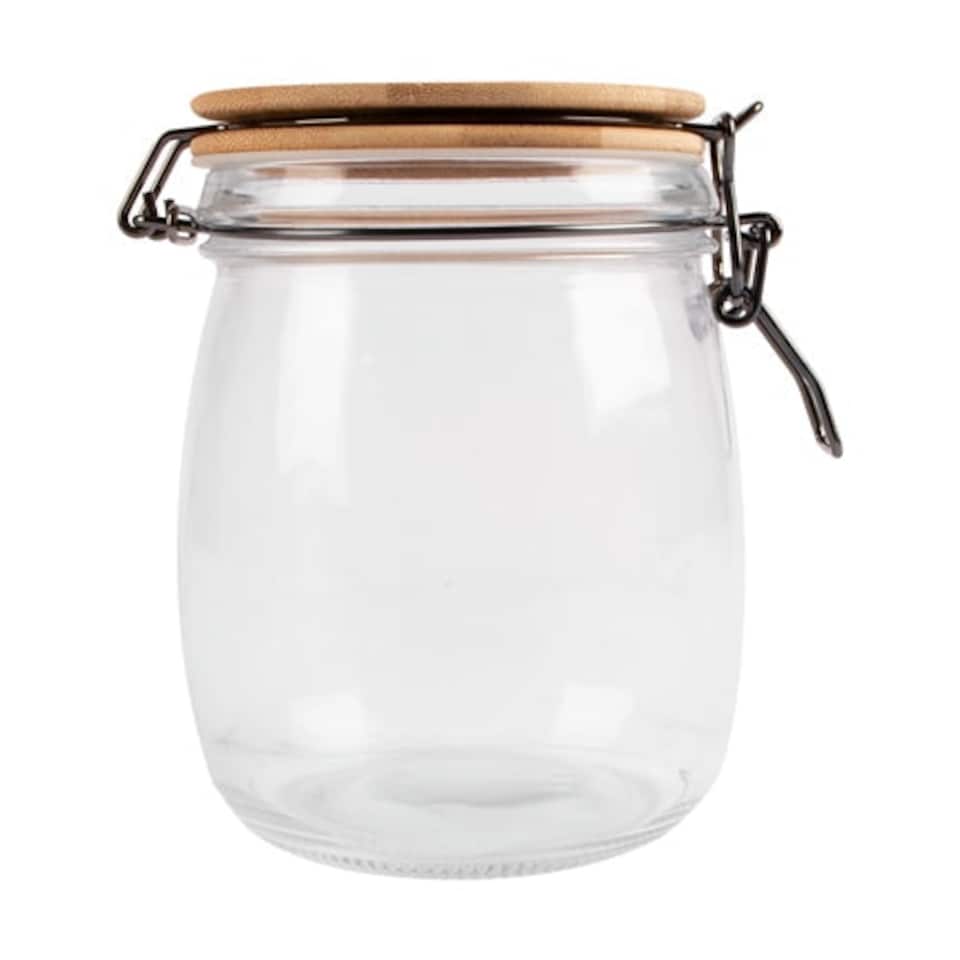 image 1 of Woolf & Baker Glass Storage Jar with Bamboo Lid 700ml