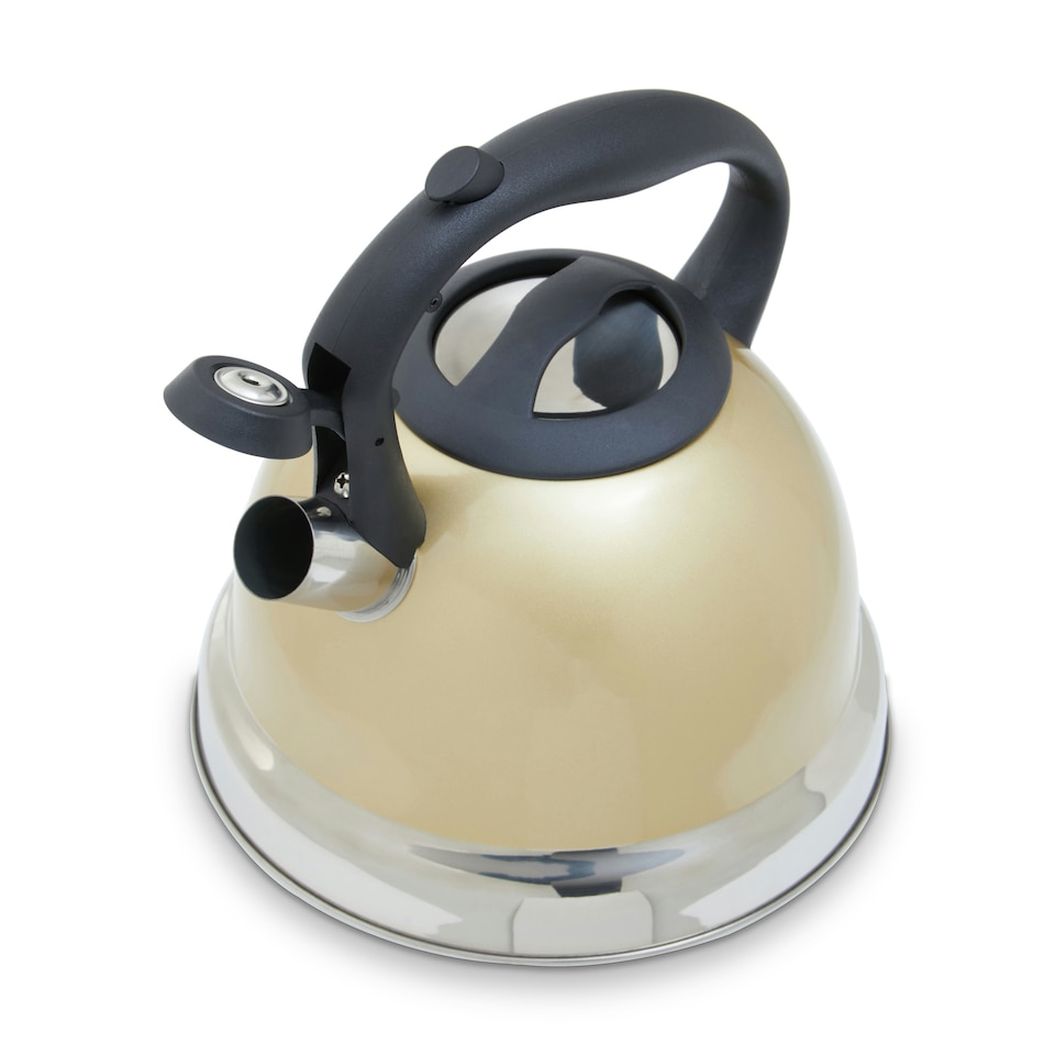 image 1 of Interiors by Premier 3000ml Light Gold Whistling Kettle, Durable Stainless Steel Stovetop Kettle With Whistle & Cool Touch