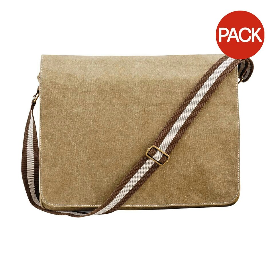 image 1 of Quadra Vintage Canvas Despatch Bag - 14 Litres (Pack of 2) - Sahara - One Size Brown