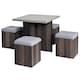 image 1 of HOMCOM 5PC Dining Set Garden Patio Wooden Set 4 Storage Stools Footrest Ottoman with Cushions Table Space Saving Design Indoor Outdoor