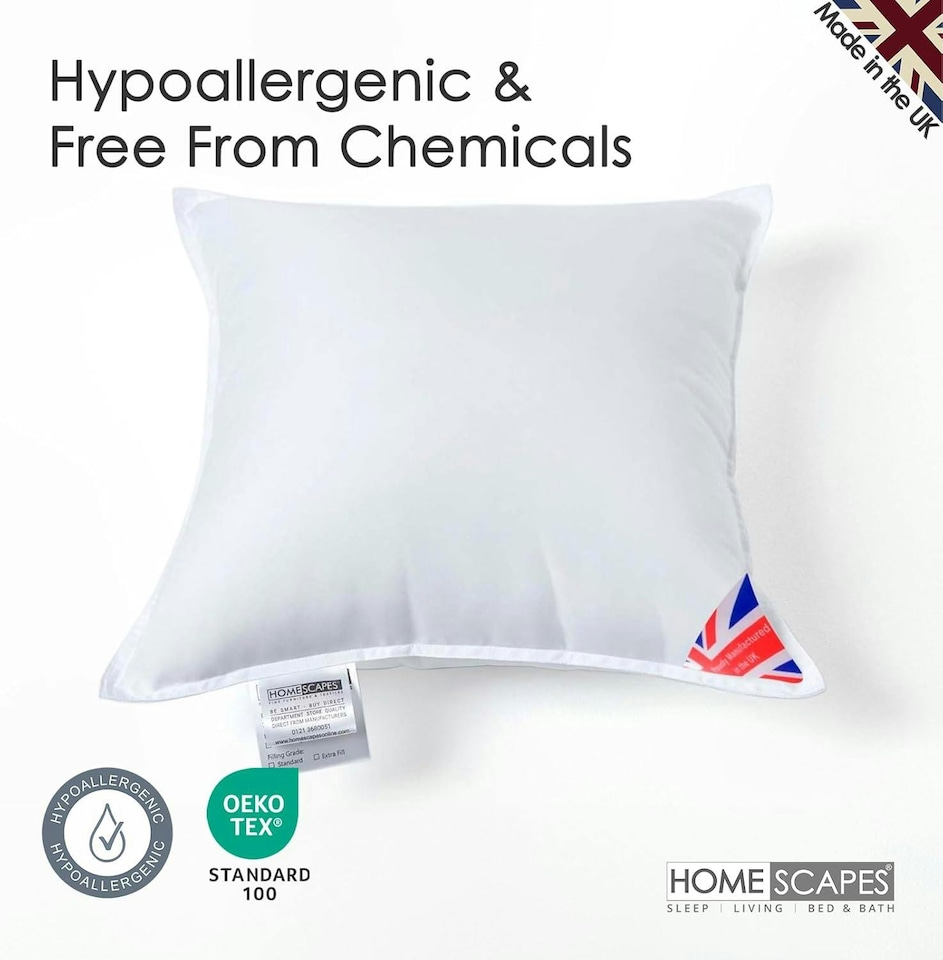 image 1 of Homescapes Luxury Super Microfibre Cushion Pad Insert Inner 30 x 30 cm (12 x 12 inches) | White | 30 x 30 cm (12 x 12")