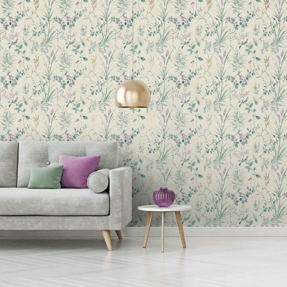 image 1 of Crown Mariko Bird Wallpaper - Natural - 10m x 53cm | Cream