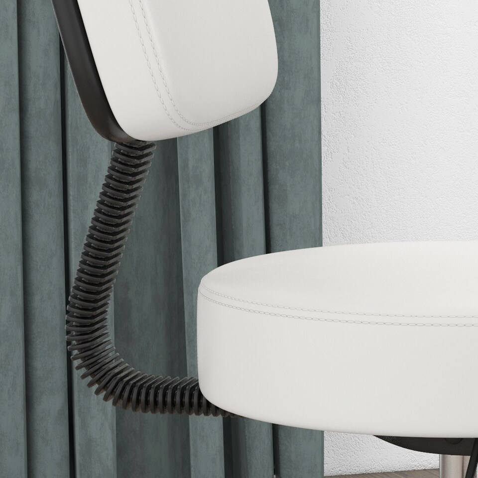 image 1 of HOMCOM Beautician's Swivel Salon Chair with Padded Seat Back 5 Wheels Adjustable Height Salon Hairdressers Tattoo Spa Rolling Cushion Professional 48cm White