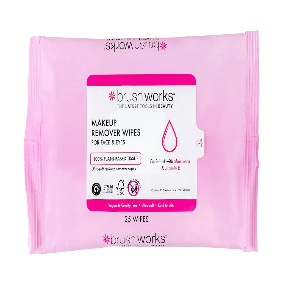 image 1 of Brushworks Makeup Remover Wipes - 25 Sheets