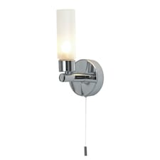 Polished Chrome IP44 Bathroom Tube Wall Light With Pull Cord Switch | Chrome | White | 1