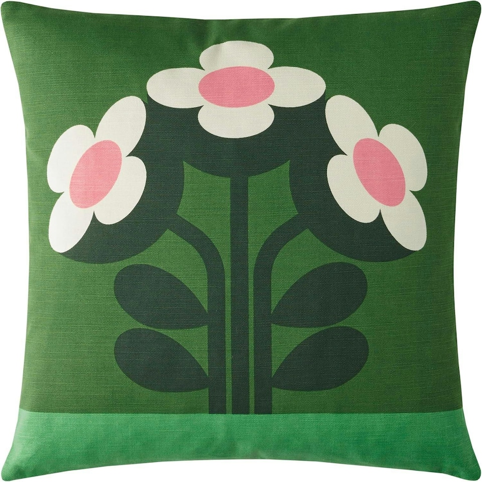 image 1 of Orla Kiely Buttercup Pine Filled Cushion 45x45cm | Green