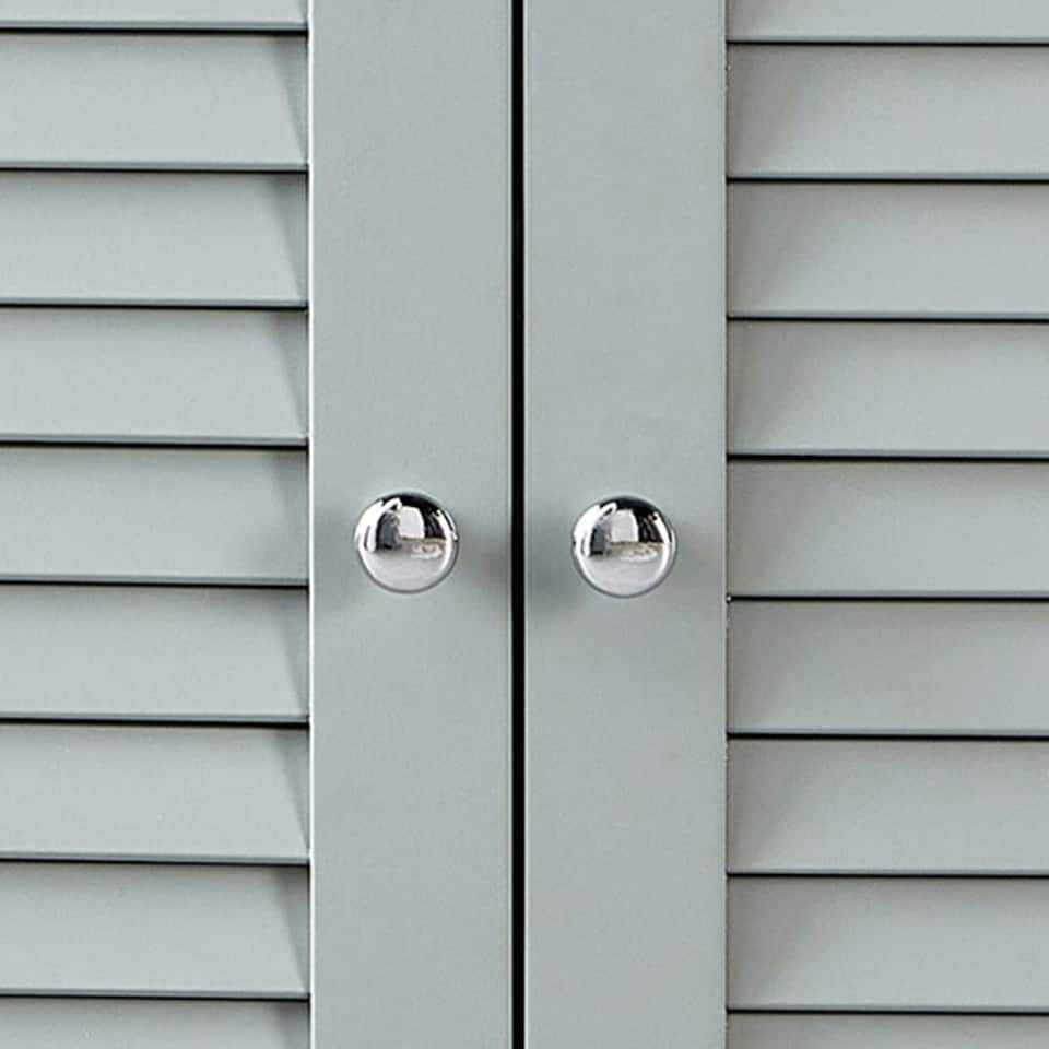 image 1 of VonHaus Shrewsbury Grey Bathroom Storage Cabinet with Wood Effect Top
