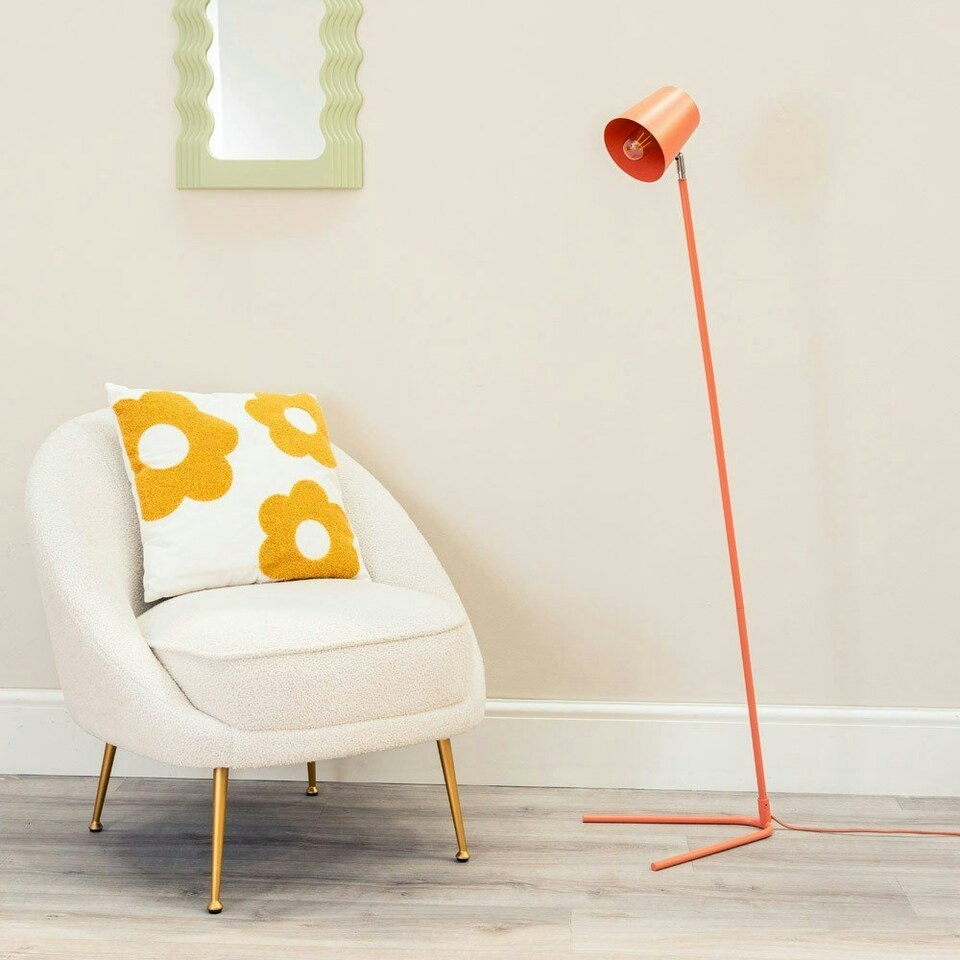 image 1 of ValueLights Lark Coral Peach Metal Task Slimline Floor Lamp
