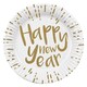 image 1 of Happy New Year White and Gold Biodegradable Round Paper Plates 23cm - Pack of 10