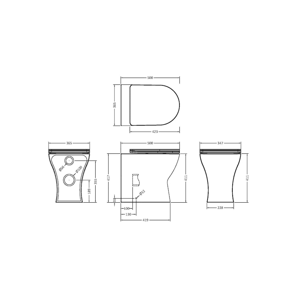 image 1 of Rimless Back to Wall Toilet Pan & Soft Close Sandwich Seat