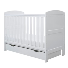 Coleby Mini Cot Bed, Fibre Mattress & Under Drawer - Adjustable Base (3 Heights), Space-Saving, Suitable from Birth to 4 Years