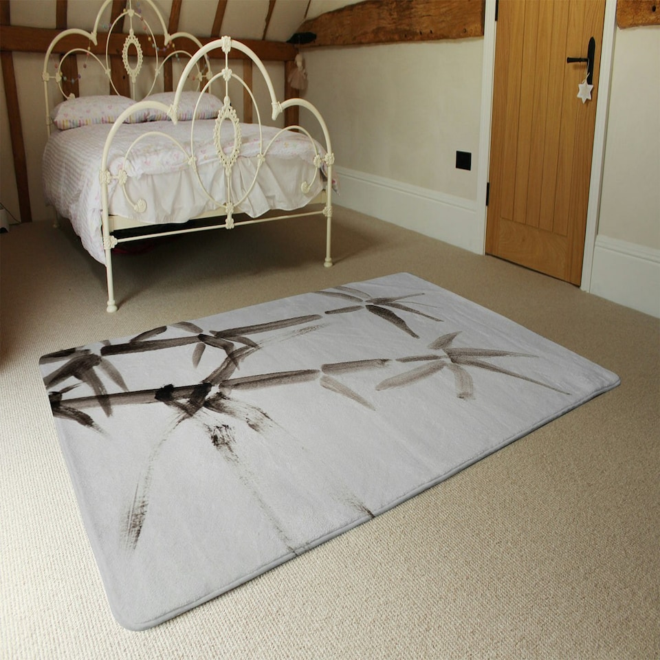 image 1 of Japanese painting of bamboo (Rug) White | L
