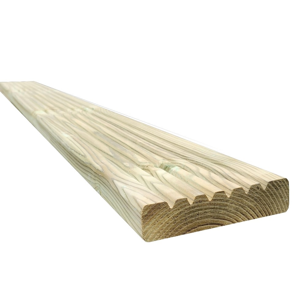 image 1 of Snowdon Timber Treated Decking Board (T) 28mm (W) 120mm (L) 2.4m - Pack of 10