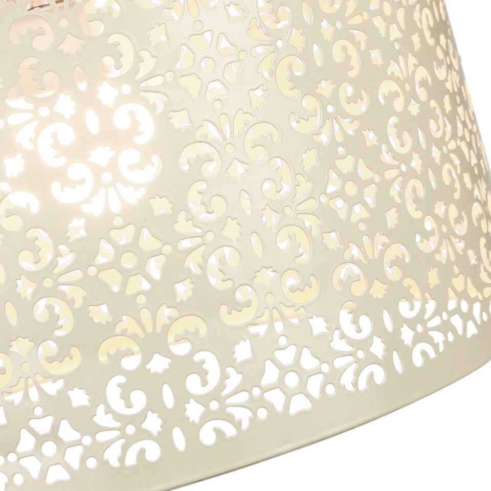 image 1 of Moroccan Designed Cream Metal Pendant Light Shade with Floral Decoration | Cream