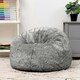 image 3 of icon Kids Classic Faux Fur Bean Bag Chair Arctic Wolf Grey Bean Bags for Children Grey
