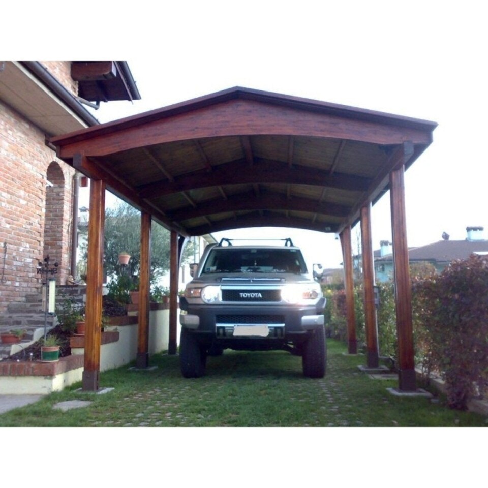 image 1 of Nevada Single Carport - Pressure Treated Timber - L605 x W378 x H299 cm Brown