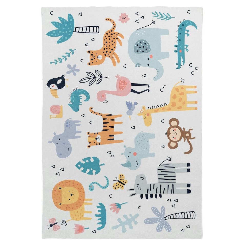 image 1 of KUKOON Washable & Non Slip Kids Animal Print Play Area Rug 120cm x 170cm