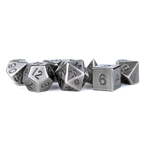 Fanroll - 16mm Metal Polyhedral Dice Set: Antique Silver - Brand New
