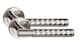 image 3 of Golden Grace Knurled Diamond Cut T-Bar Door Handle Lock Set Satin Nickel with Thumbturn and Mortise Lock