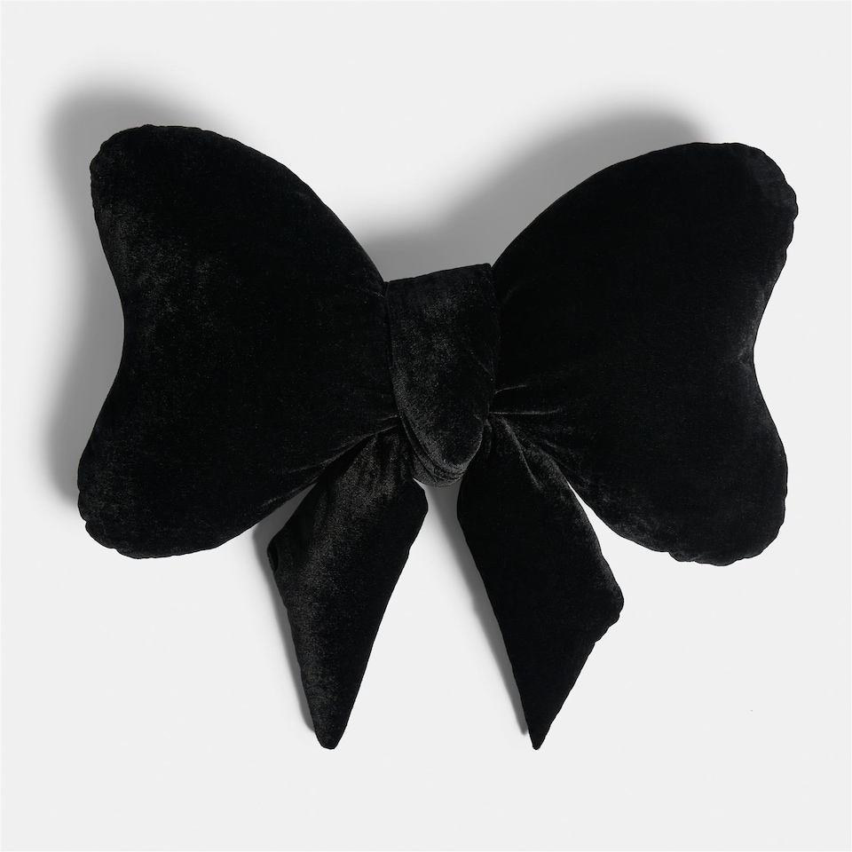 image 1 of OHS Soft Velvet Bow Shaped Cushion Pillow | Black