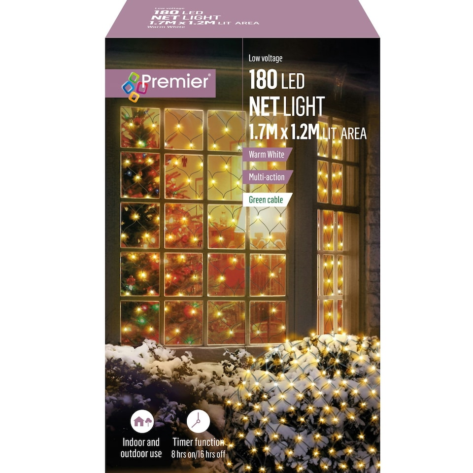 image 1 of Premier Net LED Lights Warm White 1.7 x 1.2m