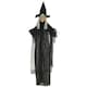 image 1 of HOMCOM Hanging Witch Prop Life Size with Light Up Eyes, Talking Sound