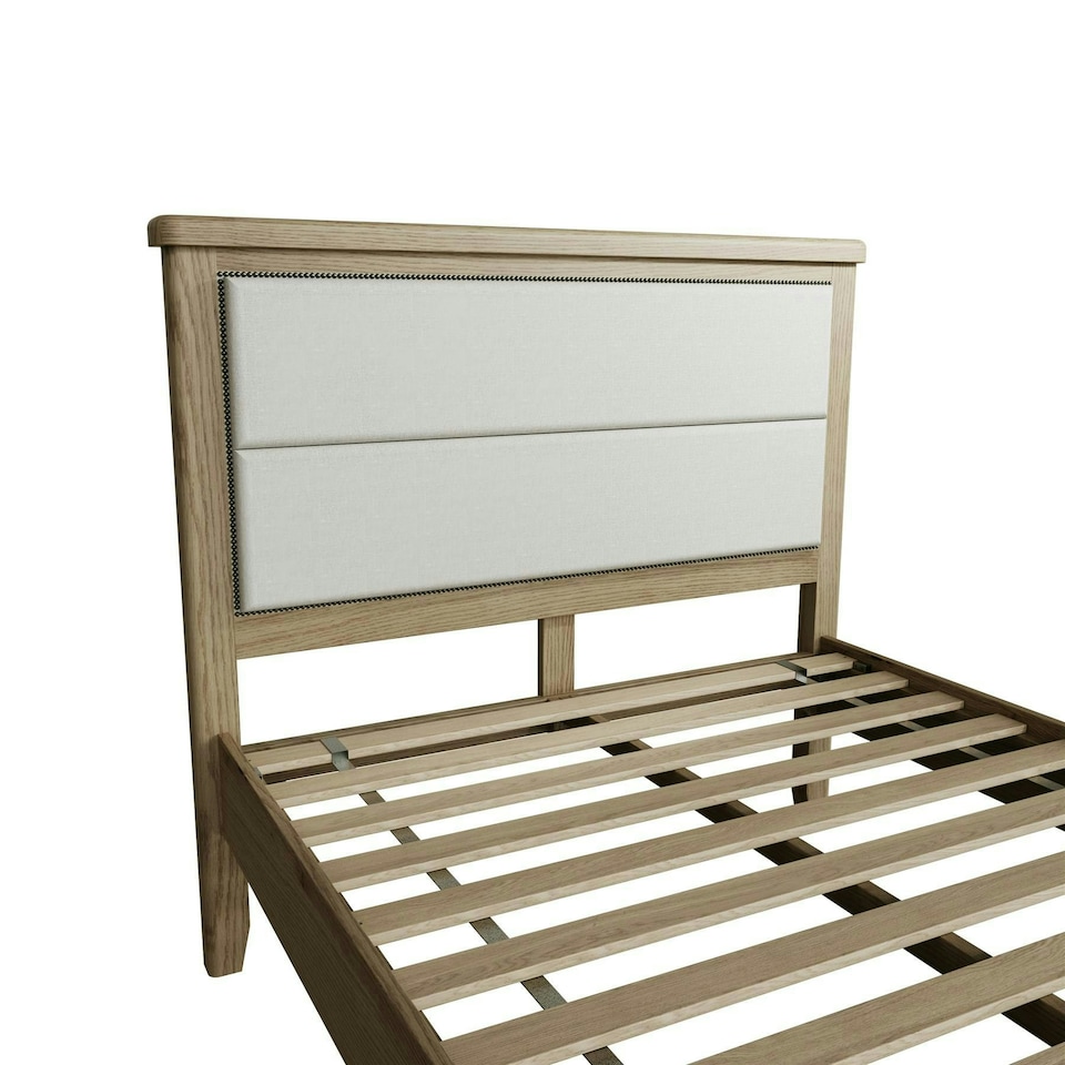 image 1 of Holcombe Solid Wood King Size Bed Frame Wooden Slats Bedroom Smoked Oak