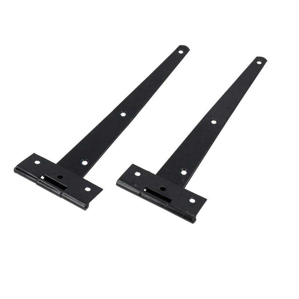 image 1 of 10" (250mm) Heavy Duty T Tee Hinges for Doors + Gates with Fixing Screws 2pc Black