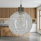 image 3 of First Choice Lighting Barnum Clear Dimple Glass Globe with Satin Nickel Pendant Fitting Silver | Clear