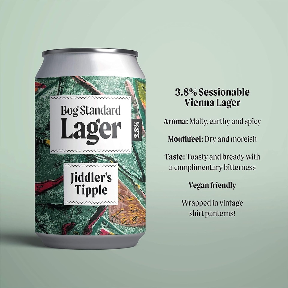 image 1 of Jiddler's Tipple - Bog Stand Lager - 3.8% ABV Craft Beer Cans - Vegan Gluten Free Beer - 12 x 330ml