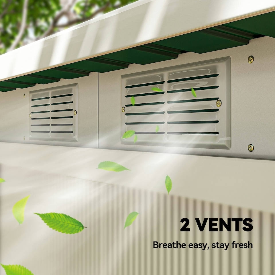 image 1 of Outsunny 9 x 4FT Metal Garden Storage Shed w/ 2 Door, Dark Green