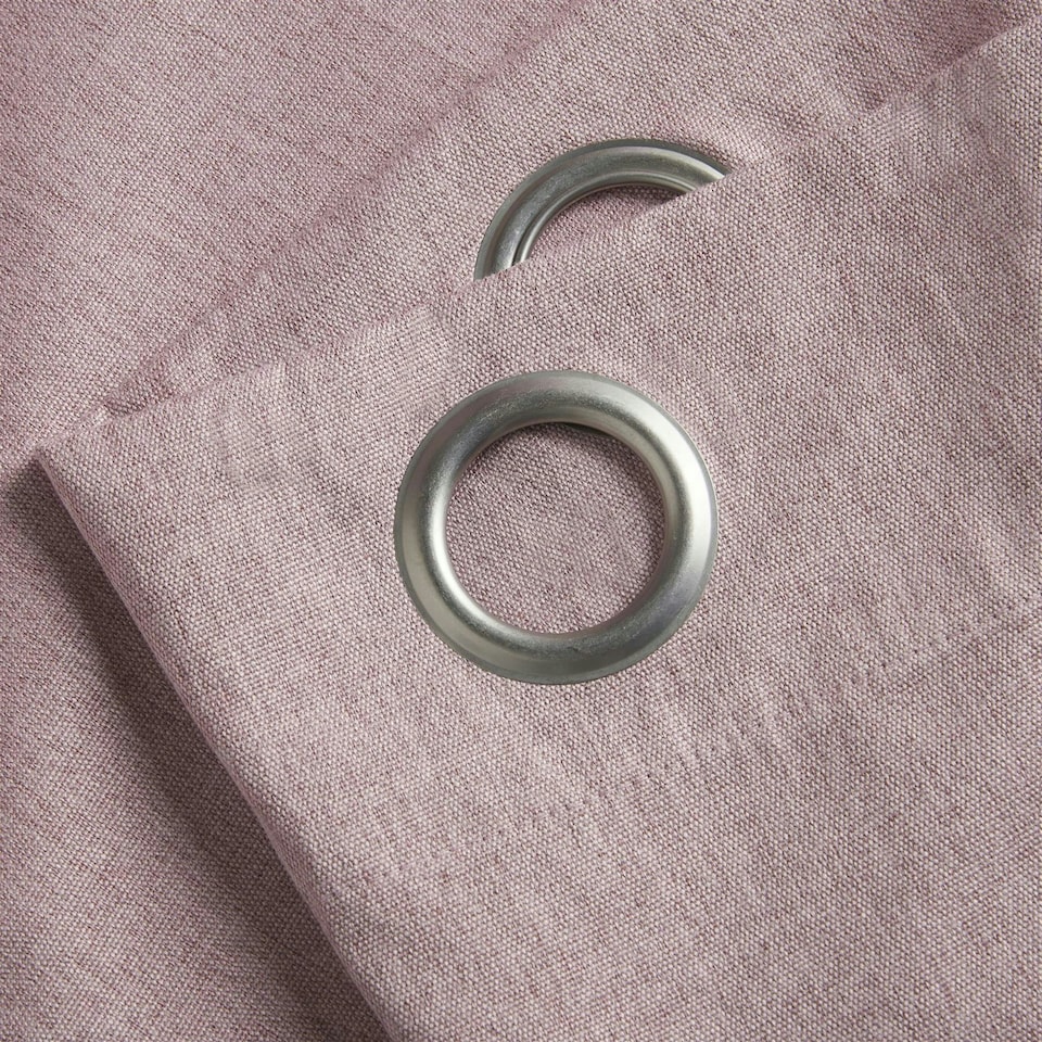 image 1 of Linen Look Blackout Ring Top Eyelet Curtains - 110cm x 183cm - Blush