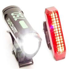 AWE780 Lumens 80 Decibel Alarm BRIGHT USB Rechargeable Bike Front/Rear Light Set