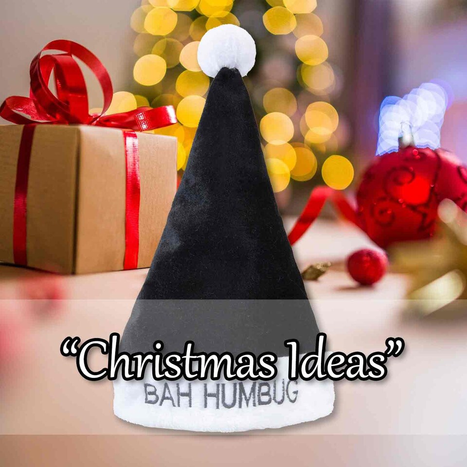 image 1 of vfm-estore Santa Hat Bah Humbug Christmas Hat - 30cm x 42cm Black