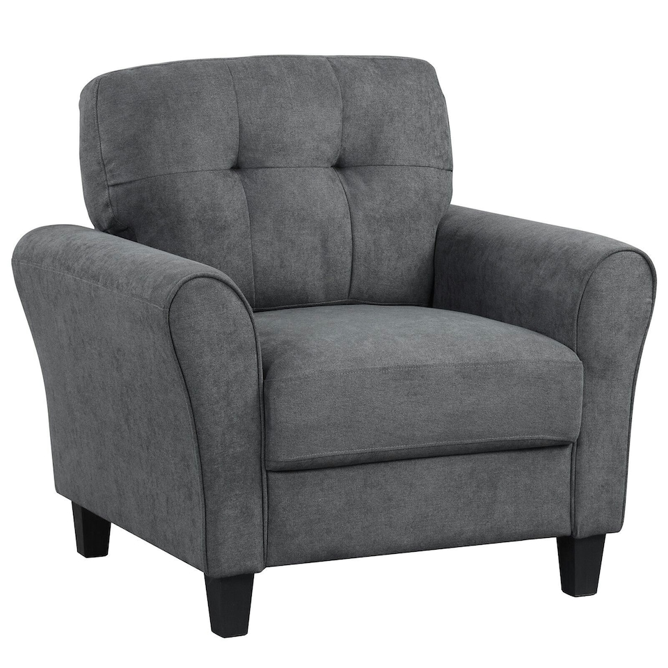 image 1 of COSTWAY Tufted Upholstered Living Room Sofa Reading Armchair Grey