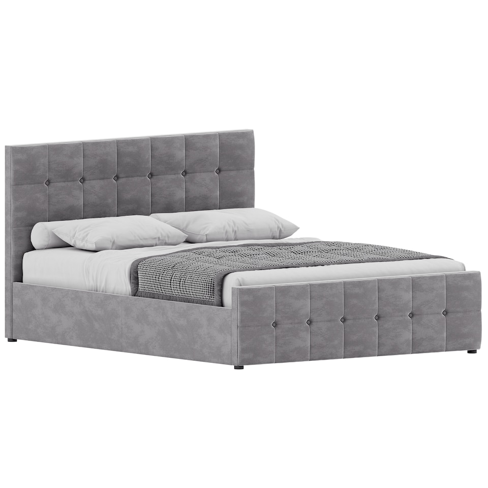 image 1 of Vida Designs Valentina 5ft King Size Ottoman Bed Storage Fabric Upholstered, Light Grey Velvet, 150 x 200cm