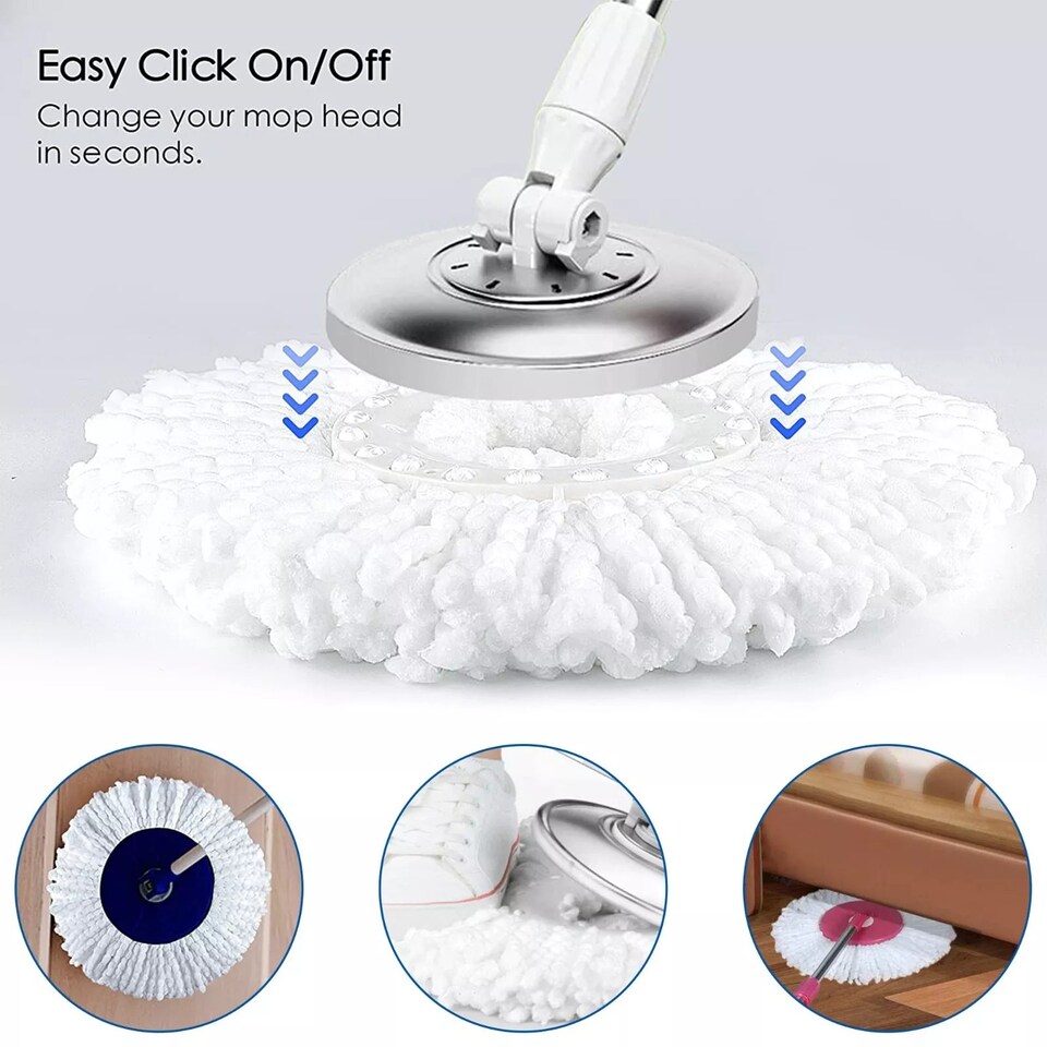 image 1 of 2X Spin Mop Replacement Heads 360 Microfiber Refills for Bucket Home Cleaning
