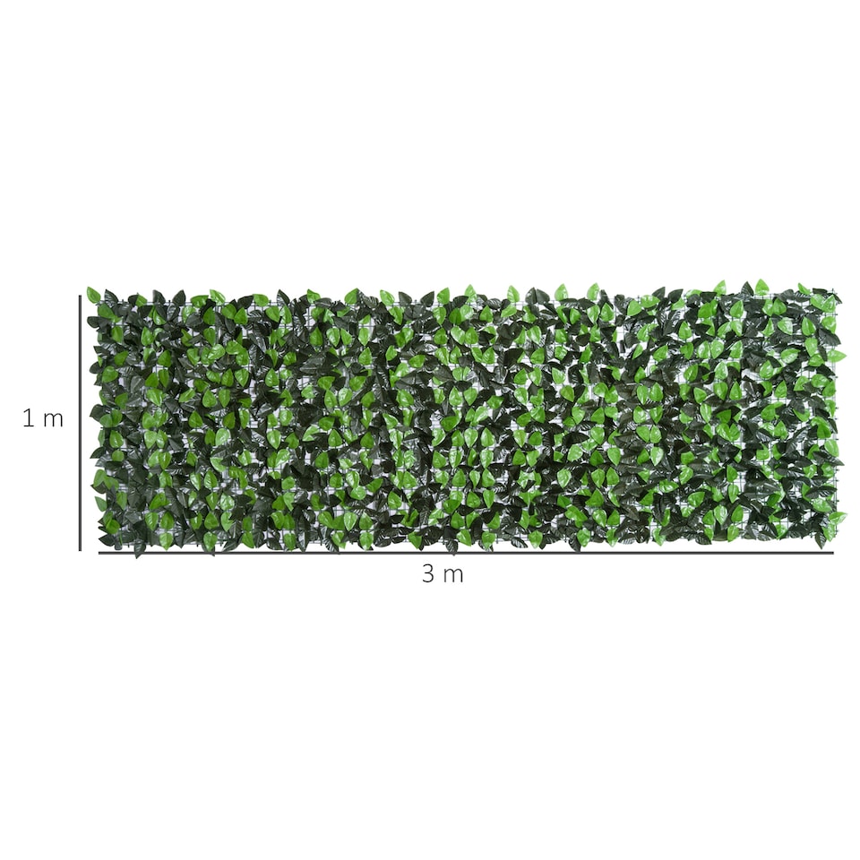 image 1 of Outsunny Artificial Leaf Hedge Screen Privacy Fence Panel for Garden 3Mx1M