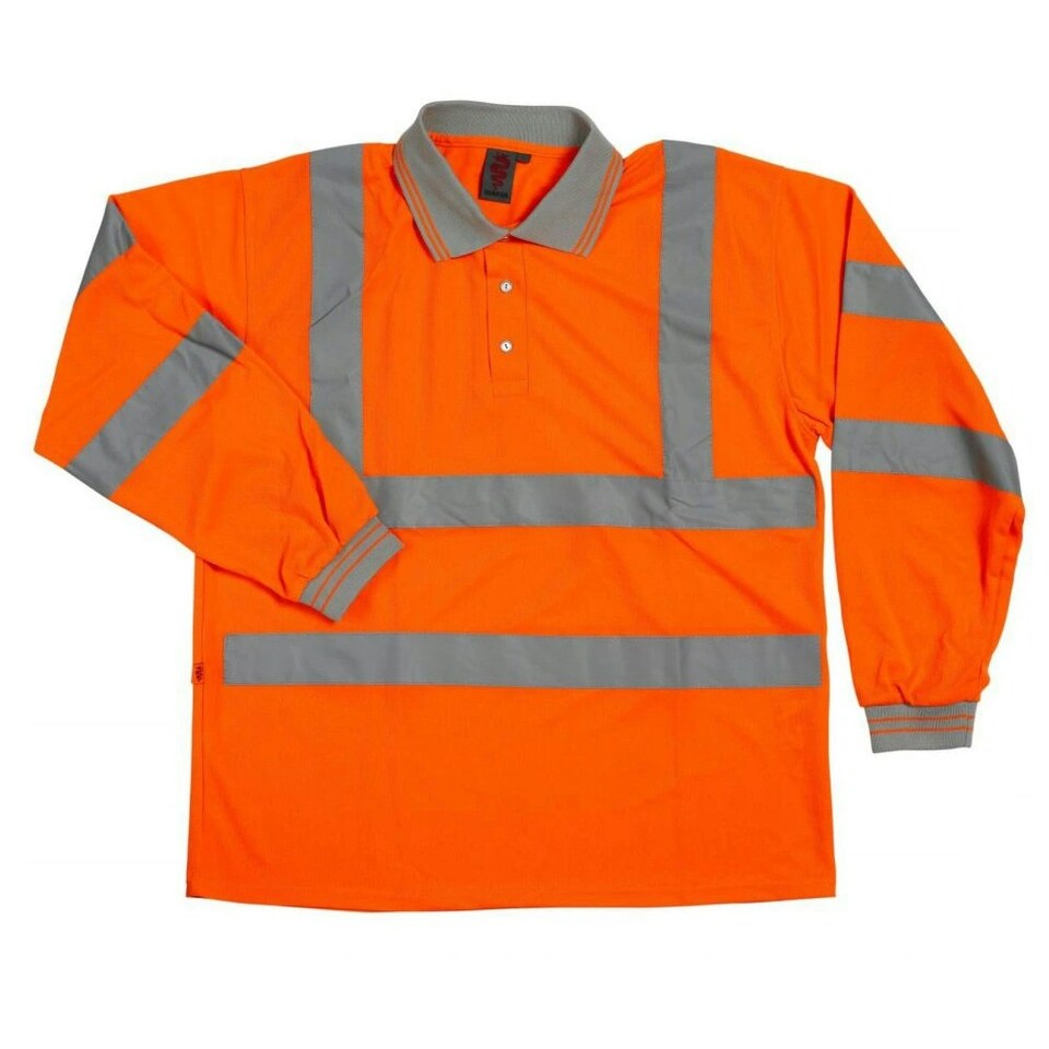 Warrior Unisex Adult Long-Sleeved Safety Hi-Vis Polo Shirt - Orange - XXL