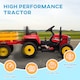 image 8 of HOMCOM Kids Electric Car, 12V Electric Ride on Tractor and Trailer with Detachable Trailer Remote Control, USB, Horn, Lights, Start-Up Sound, for Ages 3-6 Years, Red