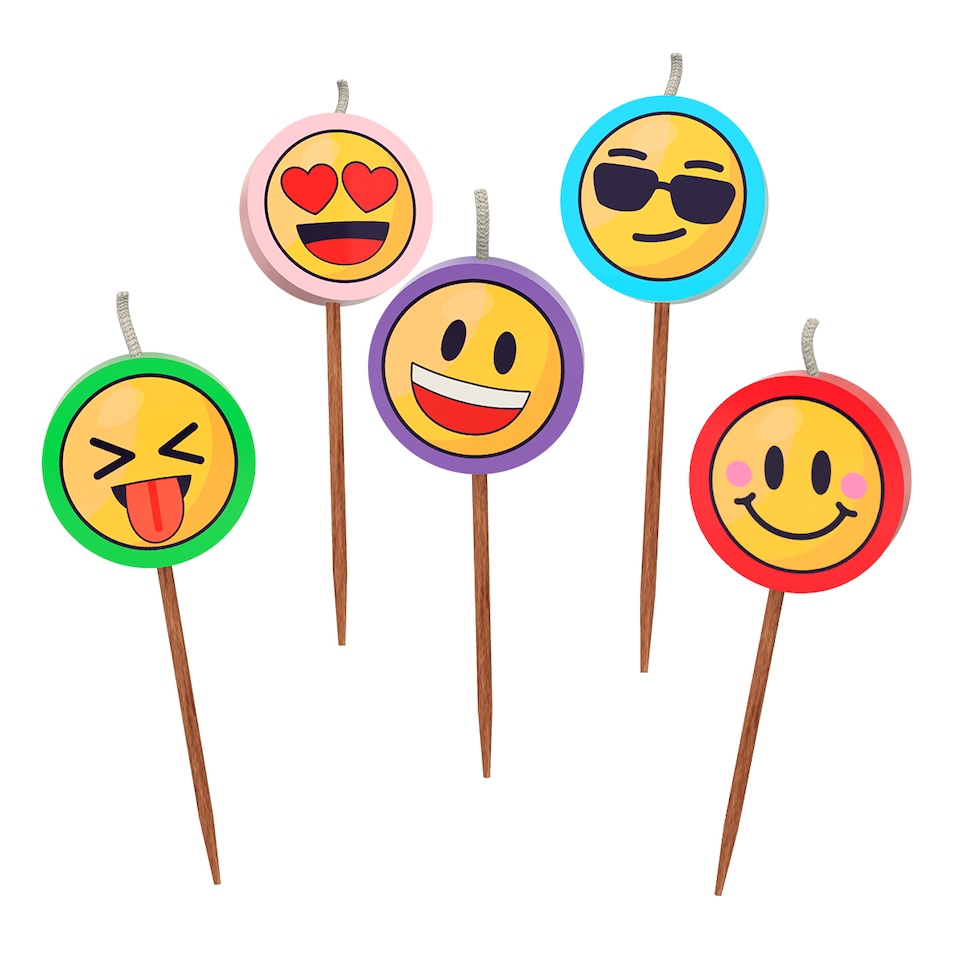 image 1 of Novelty Cake Candle Set - Emoji
