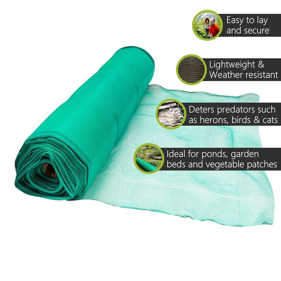 image 1 of Pegdev Protective Pond Netting Green UV Mesh Garden Fish Plant Safety 40m