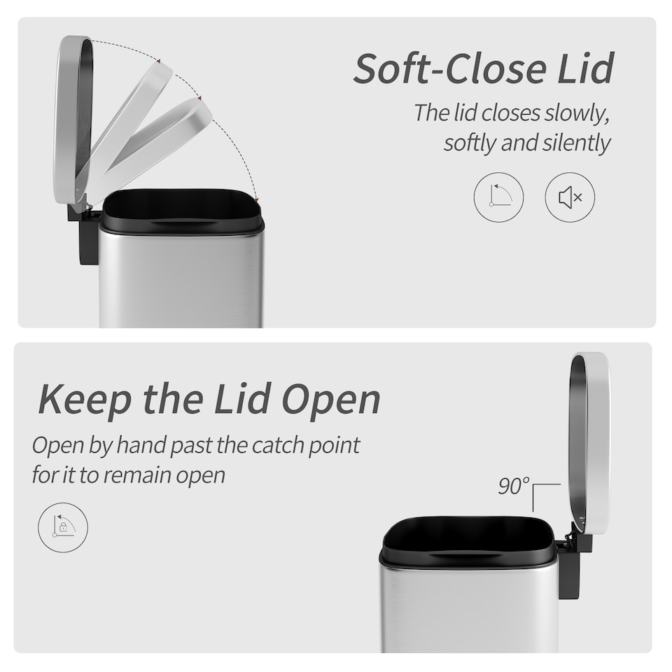 image 1 of 50L Pedal Bin Kitchen & Bathroom Household Rubbish Office Waste Bin Stainless Steel