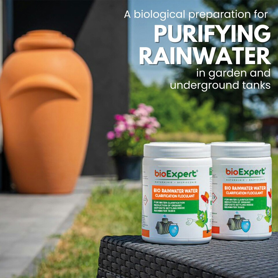 image 1 of Water Butt Kit with Tap, Diverter & Bio Cleaner – Rainwater Collector for Garden, Balcony & Terrace – Durable Plastic Water Storage Tank White | Water Cleaner