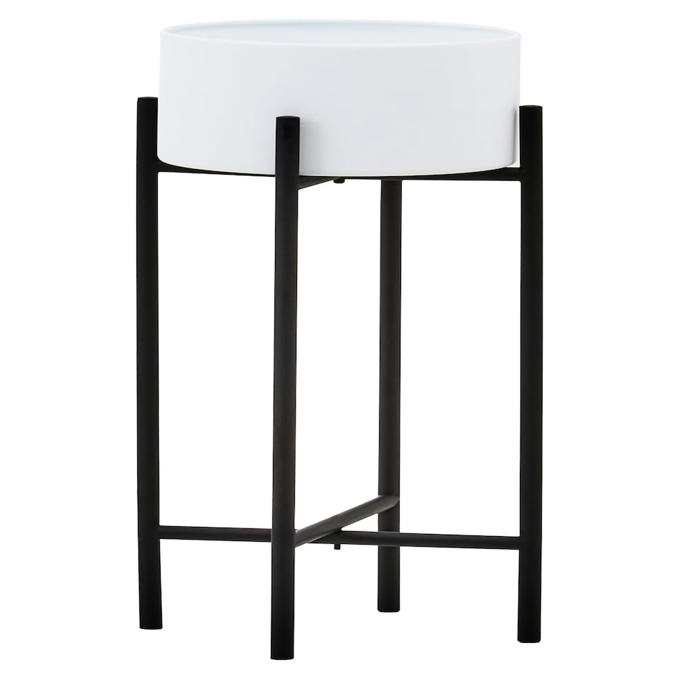 image 1 of Interiors by Premier Sturdy And Durable Small White And Black Floor Standing Planter, Contemporary Design Outdoor Pot For Flowers White