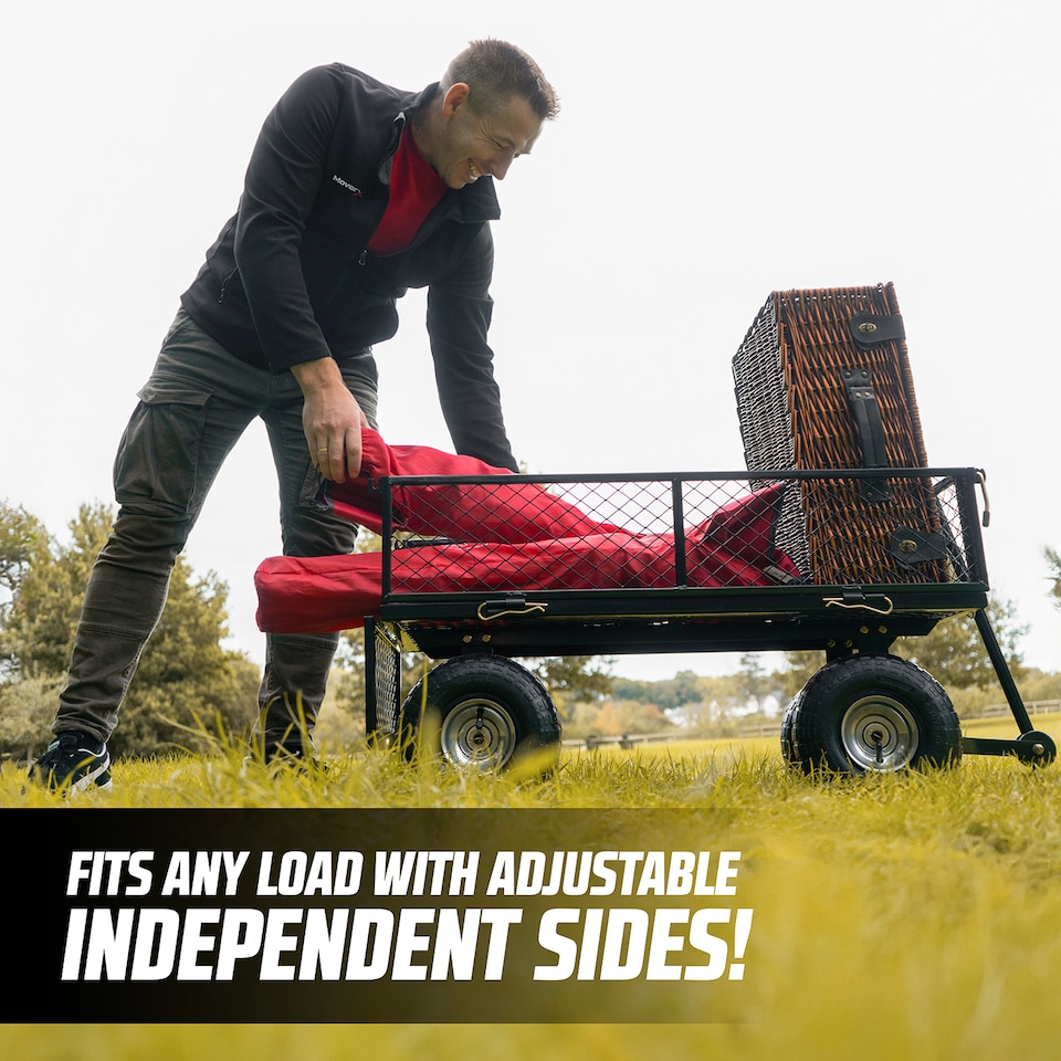 image 1 of MoverX 250KG Garden Trolley Heavy-Duty Wagon, Folding Sides, Rubber Wheels