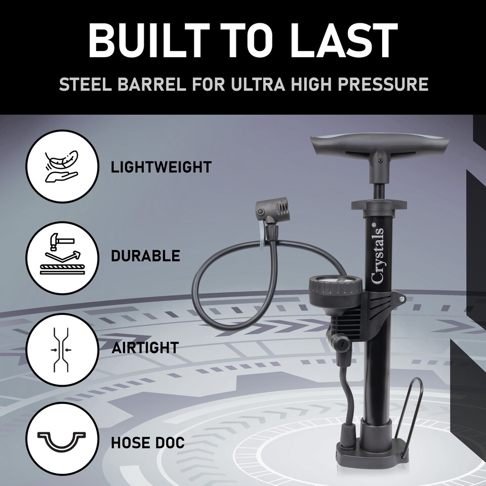 image 1 of Bicycle Hand Air Pump Mini Tyre Bike Cycle Presta Shrader Valve+Pressure Gauge