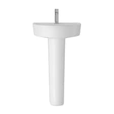 Balterley Mila Ceramic D Shape Basin & Full Pedestal Bathroom Sink (Tap Not Included) | White | White