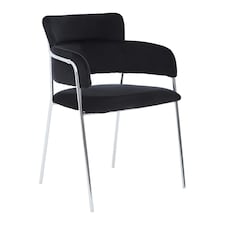 Interiors By Premier Black Velvet Dining Chair,Compact Lounge Chair, Velvet Upholstered Kitchen Chair,Bedroom Decorative Chair Black